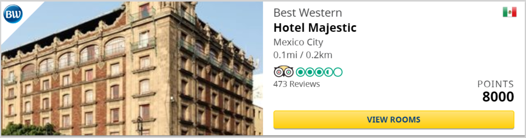 Будь-який доступний за бали готель в Мехіко на будь-яку дату до кінця січня коштує 8000 балів