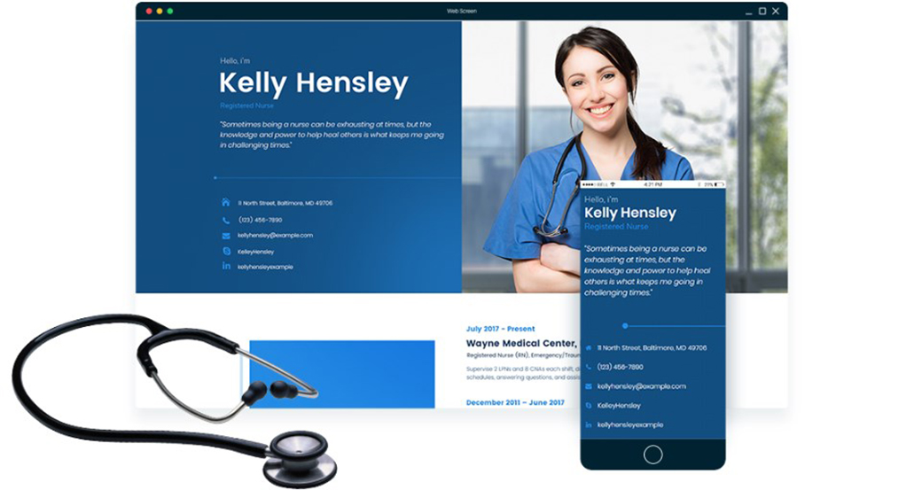 Kelly Hensley - шаблон медичного резюме для конструктора Лендінзі MotoCMS