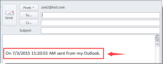 З цього моменту, коли ви створюєте повідомлення електронної пошти або відповідаєте на нього, надсилайте повідомлення електронної пошти в Outlook, підпис дати буде автоматично додана в тіло листа