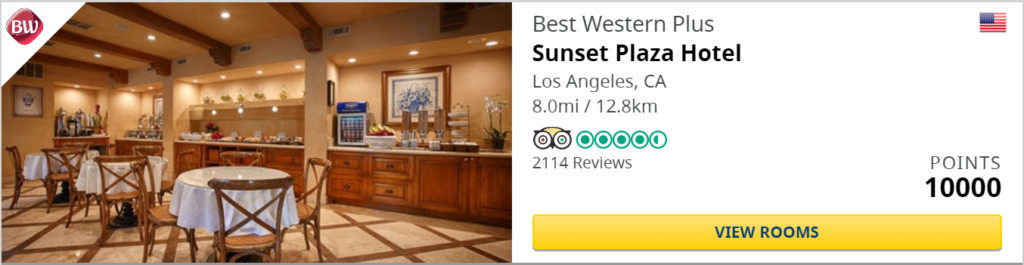 Будь-який доступний за бали готель в Лос-Анджелесі на будь-яку дату до кінця січня коштує 10000 балів