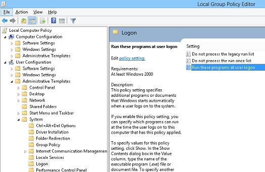 Перейдіть в розділ User Configuration -> Administrative Templates -> System -> Logon
