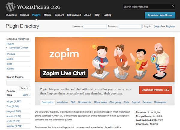 Zopim Live Chat - ще один популярний плагін для створення лайв-чату в WordPress